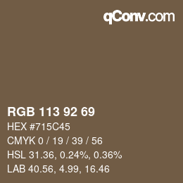 Color code: RGB 113 92 69 | qconv.com