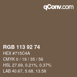 カラーコード: RGB 113 92 74 | qconv.com