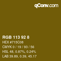 カラーコード: RGB 113 92 8 | qconv.com