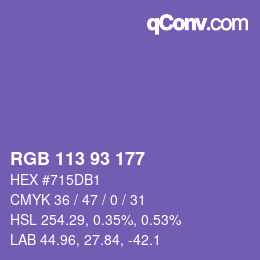 Color code: RGB 113 93 177 | qconv.com