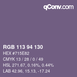 カラーコード: RGB 113 94 130 | qconv.com