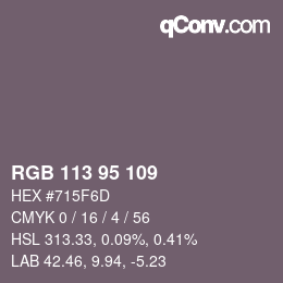 Color code: RGB 113 95 109 | qconv.com
