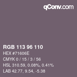 颜色代码: RGB 113 96 110 | qconv.com