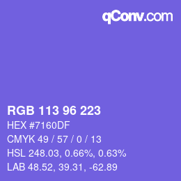 Color code: RGB 113 96 223 | qconv.com