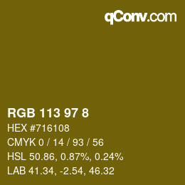 Color code: RGB 113 97 8 | qconv.com