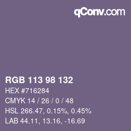 Código de color: RGB 113 98 132 | qconv.com