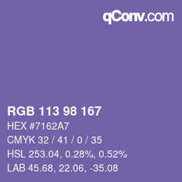 Farbcode: RGB 113 98 167 | qconv.com