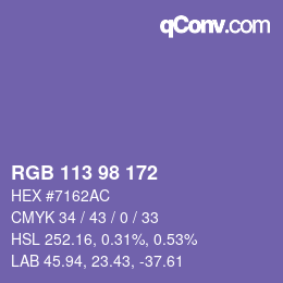 Color code: RGB 113 98 172 | qconv.com