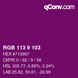 カラーコード: RGB 113 9 103 | qconv.com