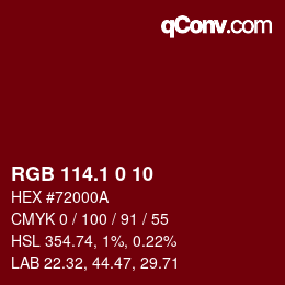 カラーコード: RGB 114.1 0 10 | qconv.com