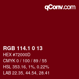 カラーコード: RGB 114.1 0 13 | qconv.com