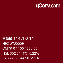 カラーコード: RGB 114.1 0 14 | qconv.com