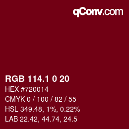 カラーコード: RGB 114.1 0 20 | qconv.com