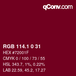 カラーコード: RGB 114.1 0 31 | qconv.com