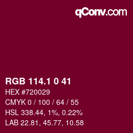 カラーコード: RGB 114.1 0 41 | qconv.com