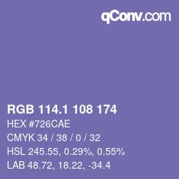 カラーコード: RGB 114.1 108 174 | qconv.com