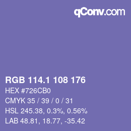 カラーコード: RGB 114.1 108 176 | qconv.com
