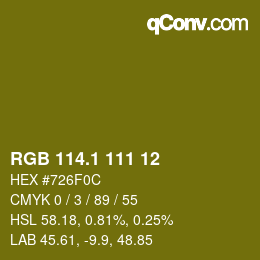 カラーコード: RGB 114.1 111 12 | qconv.com