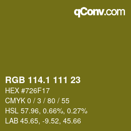 カラーコード: RGB 114.1 111 23 | qconv.com