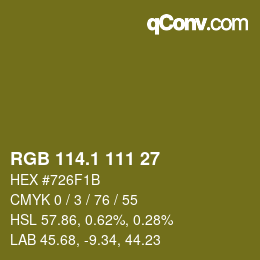 カラーコード: RGB 114.1 111 27 | qconv.com