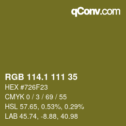 カラーコード: RGB 114.1 111 35 | qconv.com