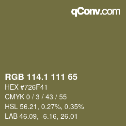カラーコード: RGB 114.1 111 65 | qconv.com