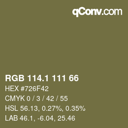 カラーコード: RGB 114.1 111 66 | qconv.com