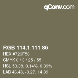 カラーコード: RGB 114.1 111 86 | qconv.com