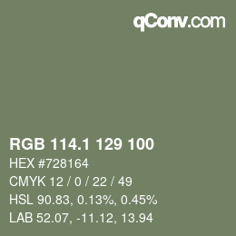 カラーコード: RGB 114.1 129 100 | qconv.com