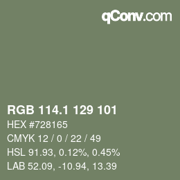 カラーコード: RGB 114.1 129 101 | qconv.com