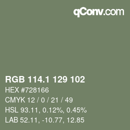 カラーコード: RGB 114.1 129 102 | qconv.com