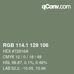 カラーコード: RGB 114.1 129 106 | qconv.com