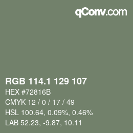 Color code: RGB 114.1 129 107 | qconv.com