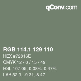 カラーコード: RGB 114.1 129 110 | qconv.com