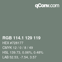 Color code: RGB 114.1 129 119 | qconv.com