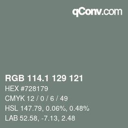 Color code: RGB 114.1 129 121 | qconv.com