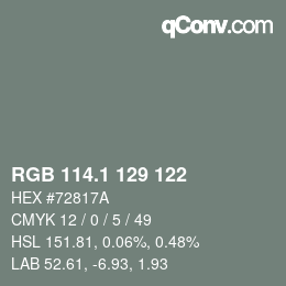 カラーコード: RGB 114.1 129 122 | qconv.com