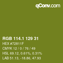 カラーコード: RGB 114.1 129 31 | qconv.com