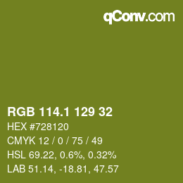 カラーコード: RGB 114.1 129 32 | qconv.com