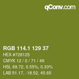 カラーコード: RGB 114.1 129 37 | qconv.com