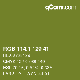 カラーコード: RGB 114.1 129 41 | qconv.com