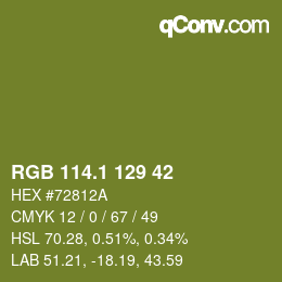 カラーコード: RGB 114.1 129 42 | qconv.com