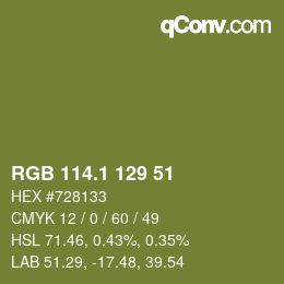 カラーコード: RGB 114.1 129 51 | qconv.com