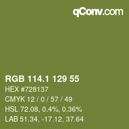 カラーコード: RGB 114.1 129 55 | qconv.com