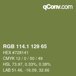 カラーコード: RGB 114.1 129 65 | qconv.com