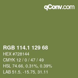 カラーコード: RGB 114.1 129 68 | qconv.com