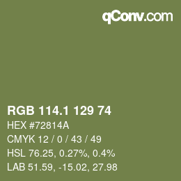 カラーコード: RGB 114.1 129 74 | qconv.com