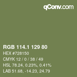 カラーコード: RGB 114.1 129 80 | qconv.com
