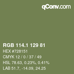 カラーコード: RGB 114.1 129 81 | qconv.com