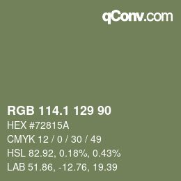 カラーコード: RGB 114.1 129 90 | qconv.com